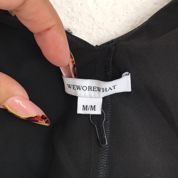 We Wore What M black ruffle tie crop top - Picture 9 of 14